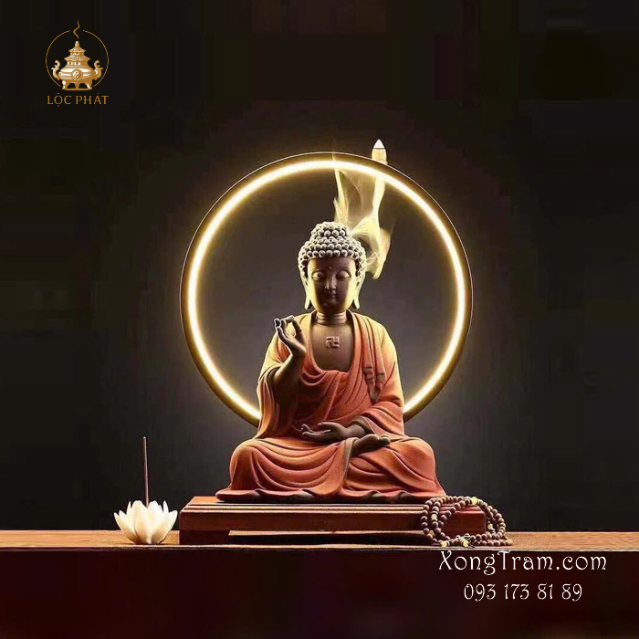 Tiểu Cảnh Trầm Hương Phật A Di Đà Kết Tam Bảo Thủ Ấn HQ Đế Gỗ TKTH-007