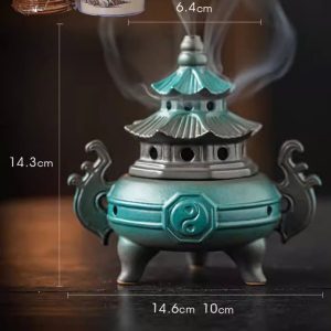 Đỉnh Trầm Sứ Men Xanh Lò Bát Quái LXT-001