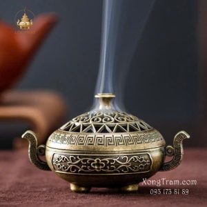 Đỉnh Đốt Trầm Đồng Có Quay Hoa Văn Nổi LXTD-002