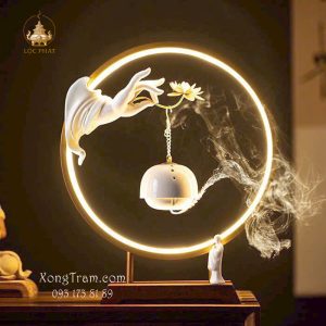 Tiểu Cảnh Trầm Hương Phật Thủ Liên Hoa Đèn Led TKTH-003